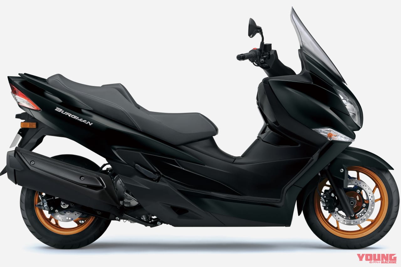 |今度の「バーグマン400」はゴールドホイール! スズキがニューカラー3色を発表、7/18発売