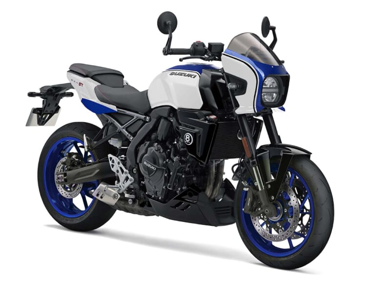 GSX-8TT｜クーリーレプリカ仕様｜スズキの新型ネオクラシック「GSX-8TT」2027年モデルはクーリー仕様だっ!? 角ばったデザインに青白が映えそう！