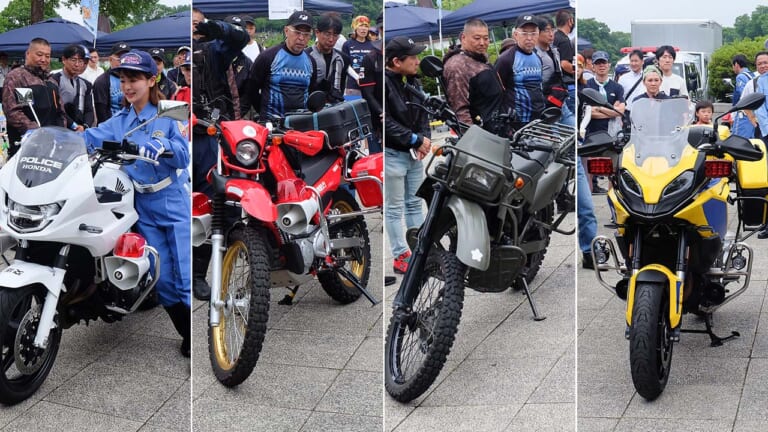 自衛隊、消防、首都高、警察から「はたらくバイク」が大集合！ タレントの平嶋夏海さんが「1日キャンペーン隊長」に就任