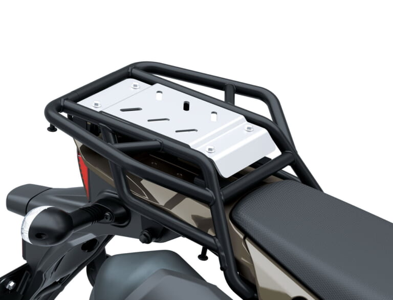 カワサキ｜KLX230 DF｜2026年モデル｜旅する4スト！ カワサキ新型モデル「KLX230 DF」登場、シェルパに後輪チューブレスやエンジンガード、リヤキャリアを追加