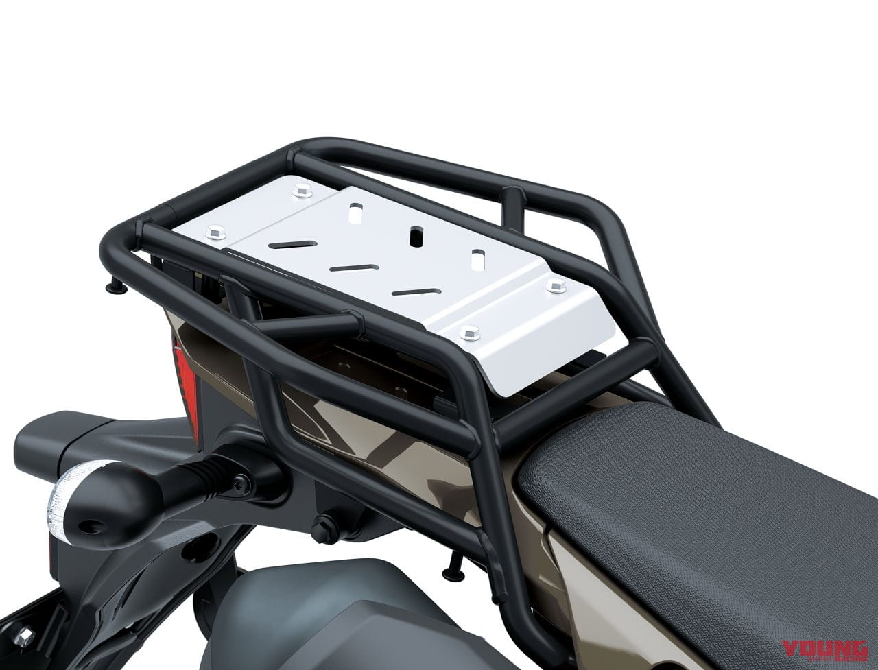 |旅する4スト! カワサキ新型モデル「KLX230 DF」登場、シェルパに後輪チューブレスやエンジンガード、リヤキャリアを追加