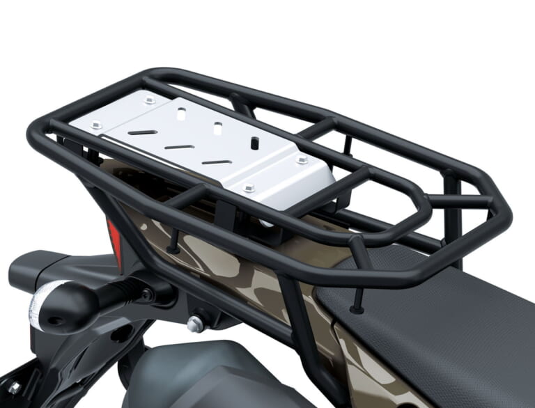カワサキ｜KLX230 DF｜2026年モデル｜旅する4スト！ カワサキ新型モデル「KLX230 DF」登場、シェルパに後輪チューブレスやエンジンガード、リヤキャリアを追加