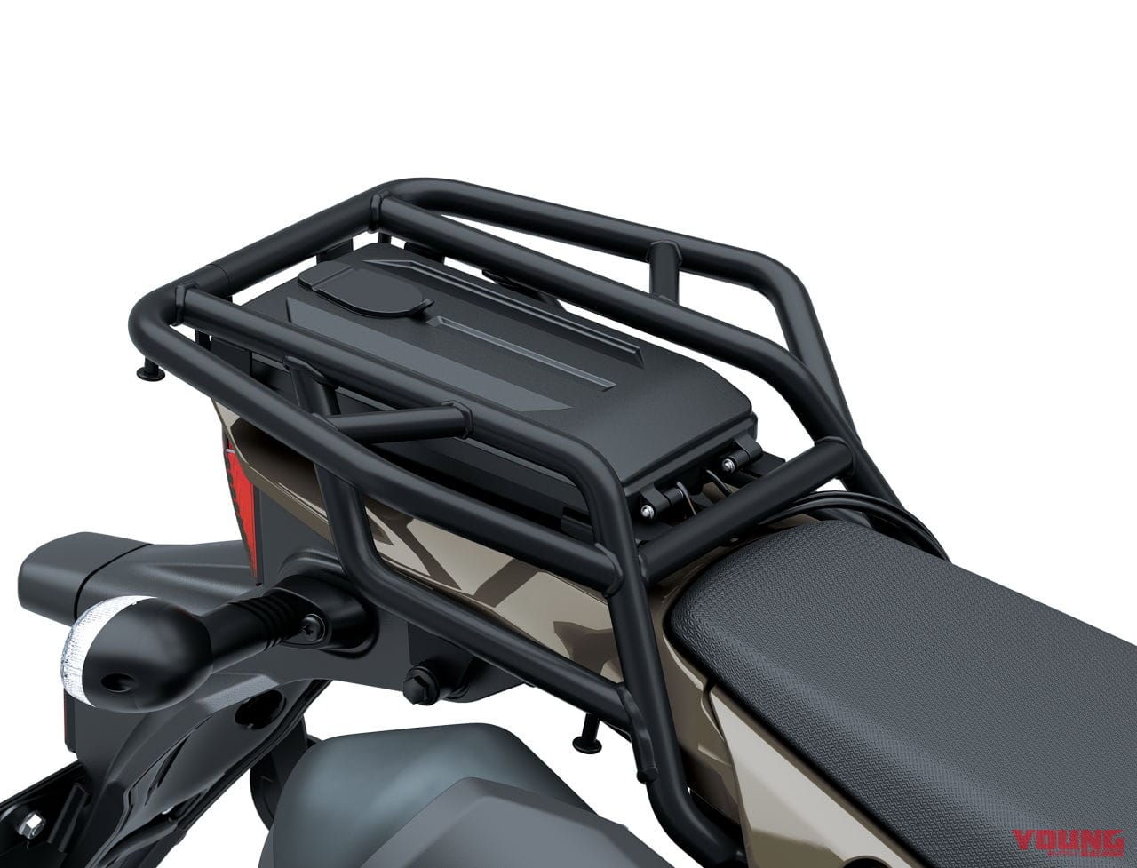 |旅する4スト! カワサキ新型モデル「KLX230 DF」登場、シェルパに後輪チューブレスやエンジンガード、リヤキャリアを追加