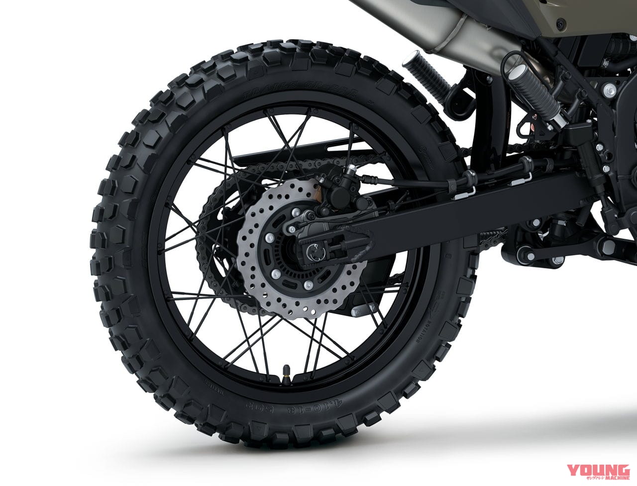 ｜旅する4スト！ カワサキ新型モデル「KLX230 DF」登場、シェルパに後輪チューブレスやエンジンガード、リヤキャリアを追加