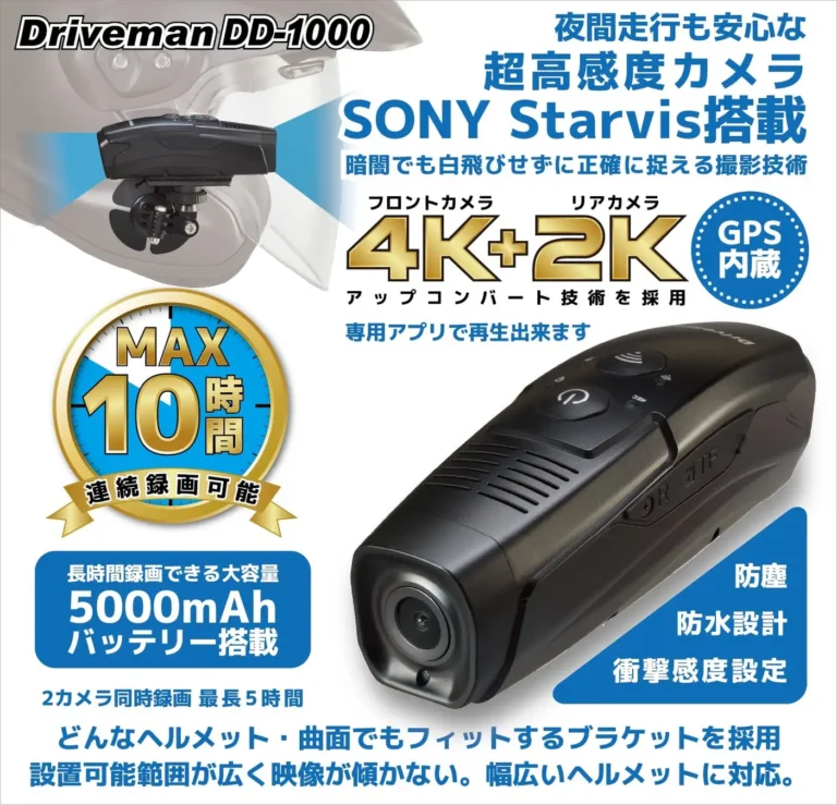 アサヒリサーチ Driveman DD-1000｜ツーリングの死角を撃退! 白バイ御用達ブランドのヘルメットドラレコがAmazonプライム感謝祭で20％OFFセール中