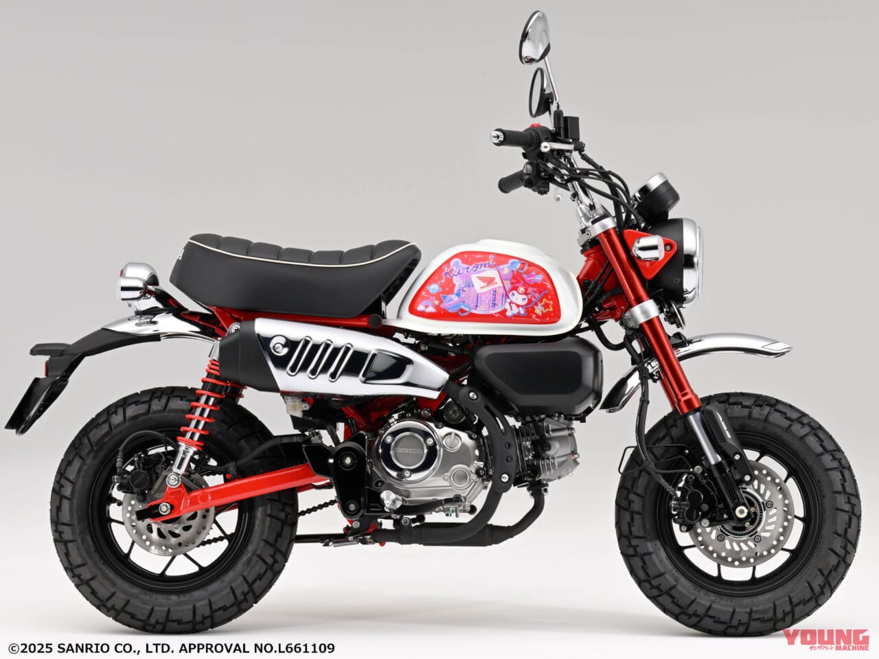 “Honda × Kuromi” モンキー125用タンクサイドパネル|【限定】愛車のモンキー125を「クロミ」仕様に! ホンダが純正アクセサリーのタンクサイドパネルを発売