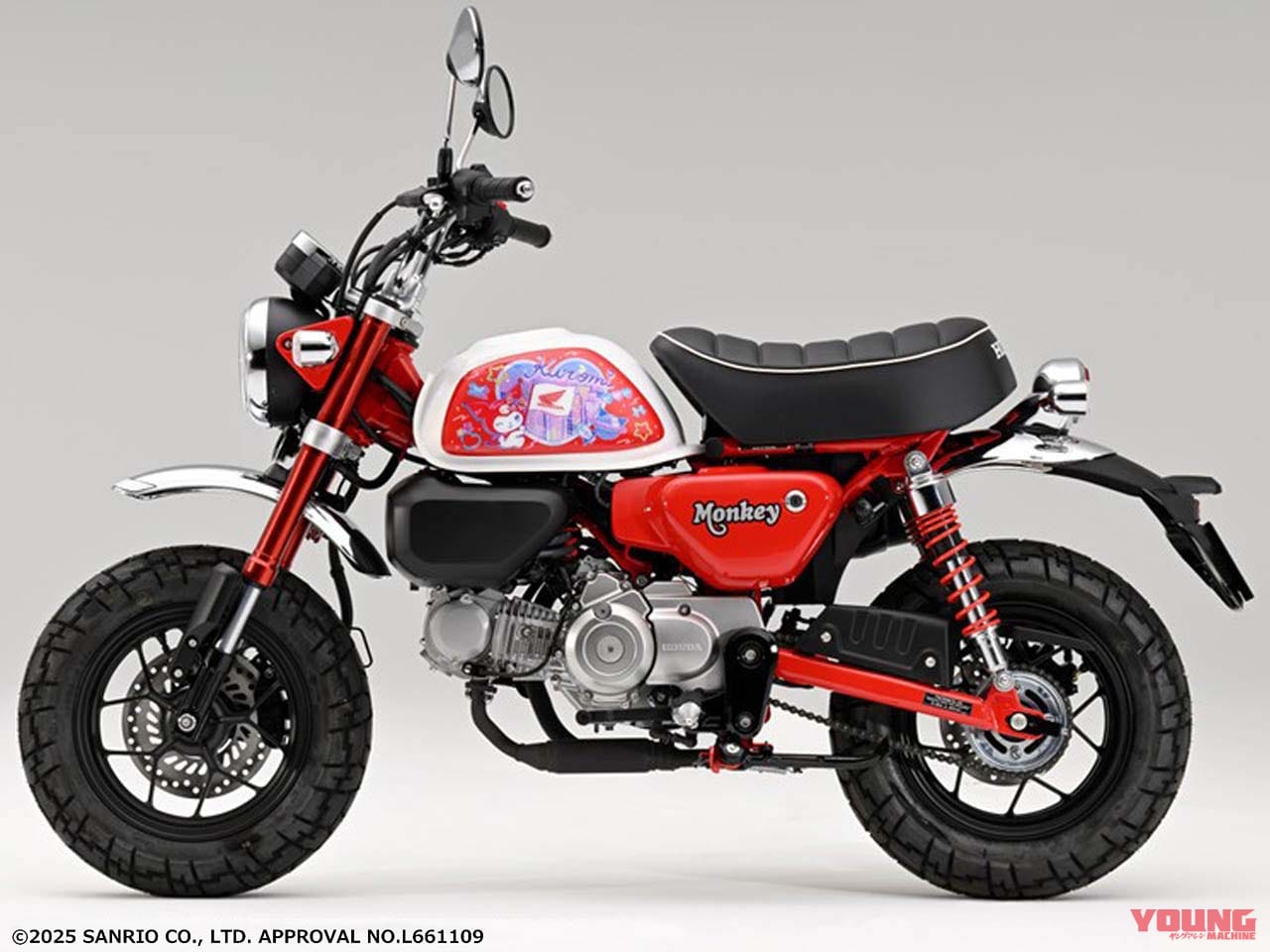“Honda × Kuromi” モンキー125用タンクサイドパネル｜【限定】愛車のモンキー125を「クロミ」仕様に！ ホンダが純正アクセサリーのタンクサイドパネルを発売