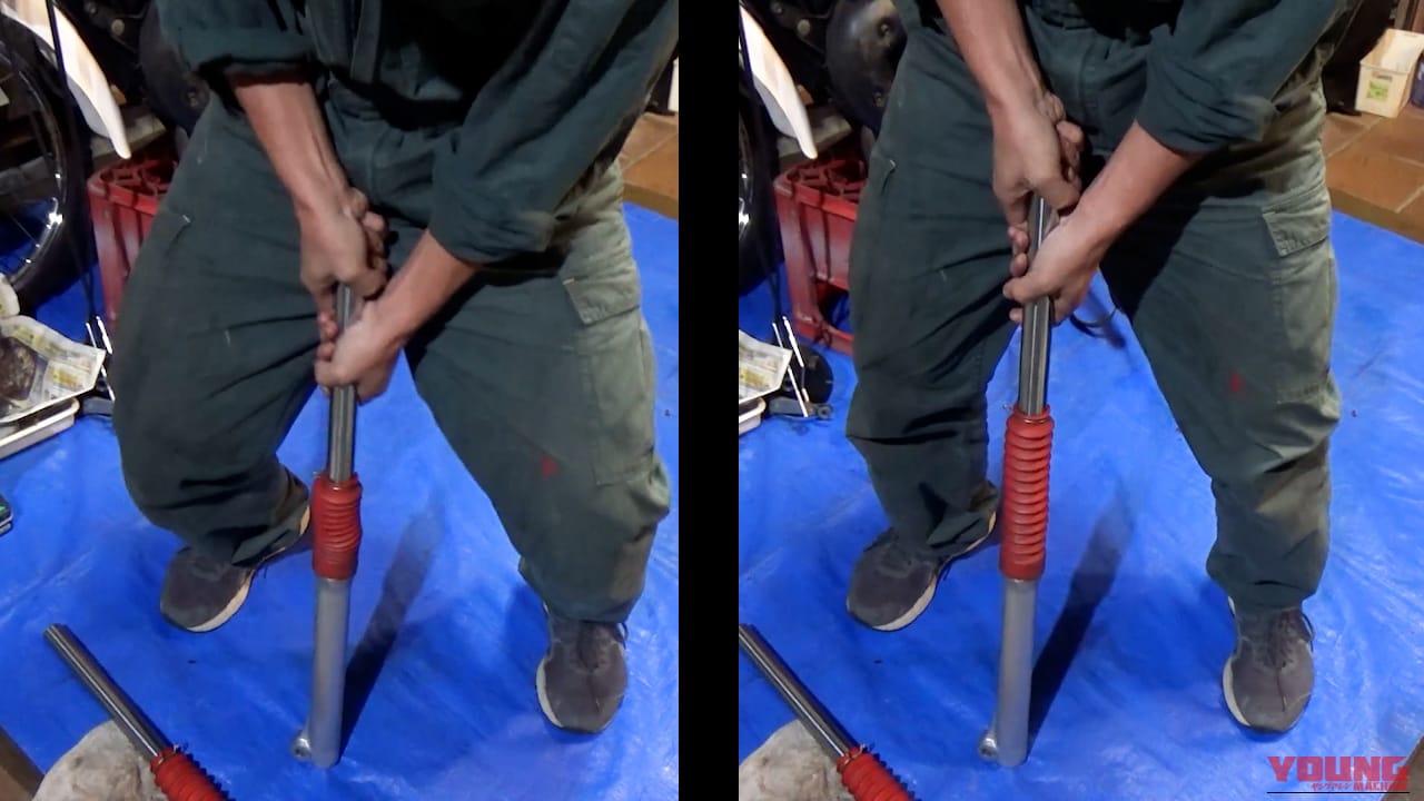 【禁断実験レポ】走ってみて納得! "フォークオイル無し"フロントフォークの恐怖｜【禁断実験レポ】走ってみて納得! “フォークオイル無し”フロントフォークの恐怖