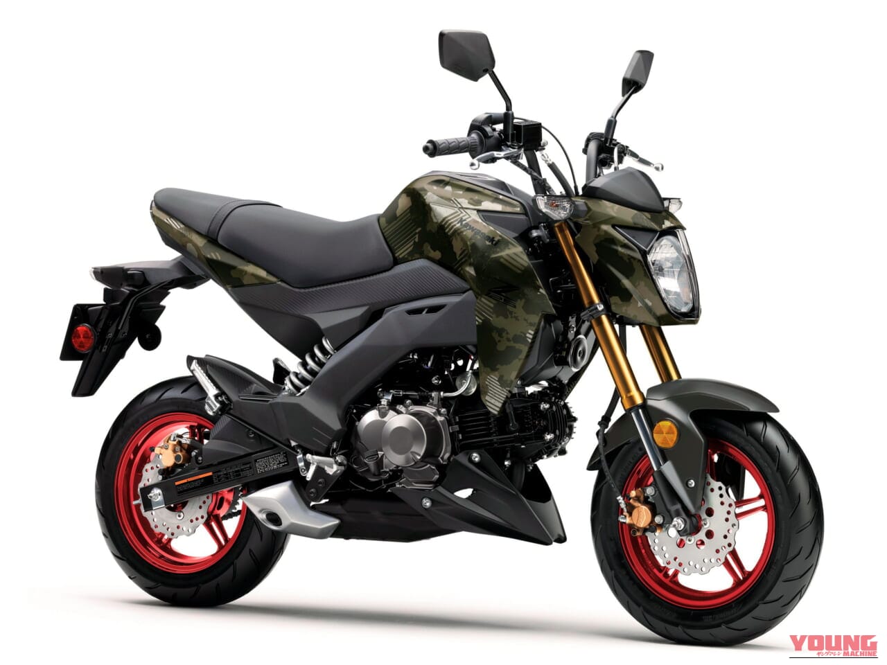 カワサキ｜Z125プロ｜北米仕様｜2026年モデル｜カワサキ「Z125プロ」2026年モデル登場！ 金のサスペンションに新グリーン、さらにホイールも塗り分け【北米】