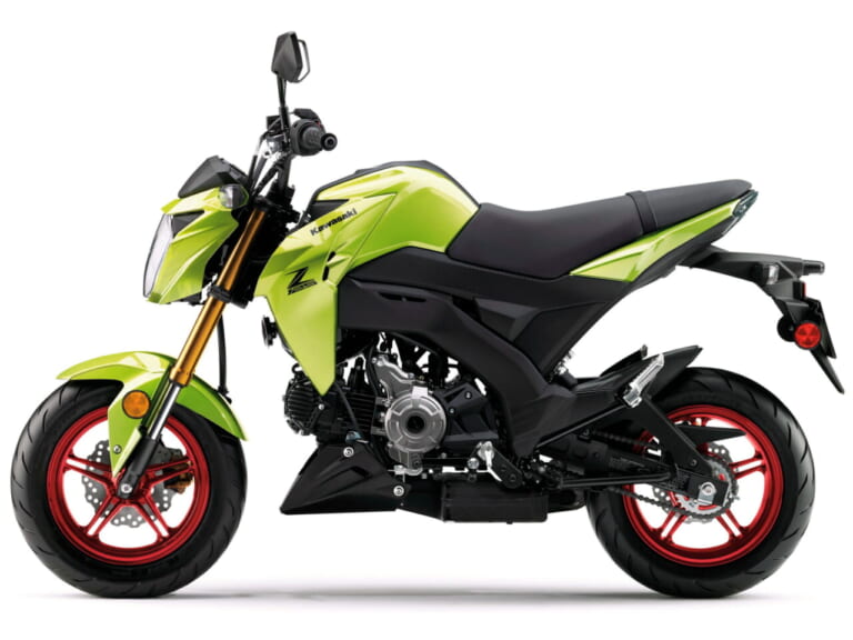 カワサキ｜Z125プロ｜北米仕様｜2026年モデルMetallic Yellowish Green｜カワサキ「Z125プロ」2026年モデル登場！ 金のサスペンションに新グリーン、さらにホイールも塗り分け【北米】