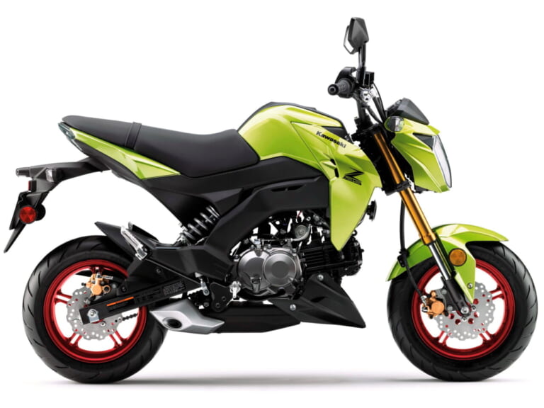 カワサキ｜Z125プロ｜北米仕様｜2026年モデル｜カワサキ「Z125プロ」2026年モデル登場！ 金のサスペンションに新グリーン、さらにホイールも塗り分け【北米】