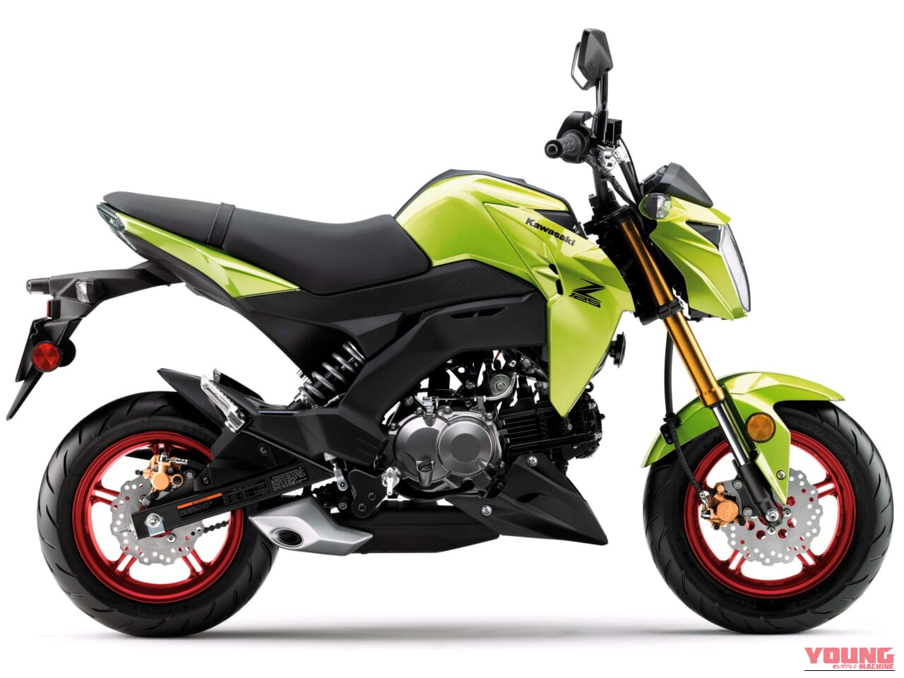 |カワサキ「Z125プロ」2026年モデル登場! 金のサスペンションに新グリーン、さらにホイールも塗り分け【北米】