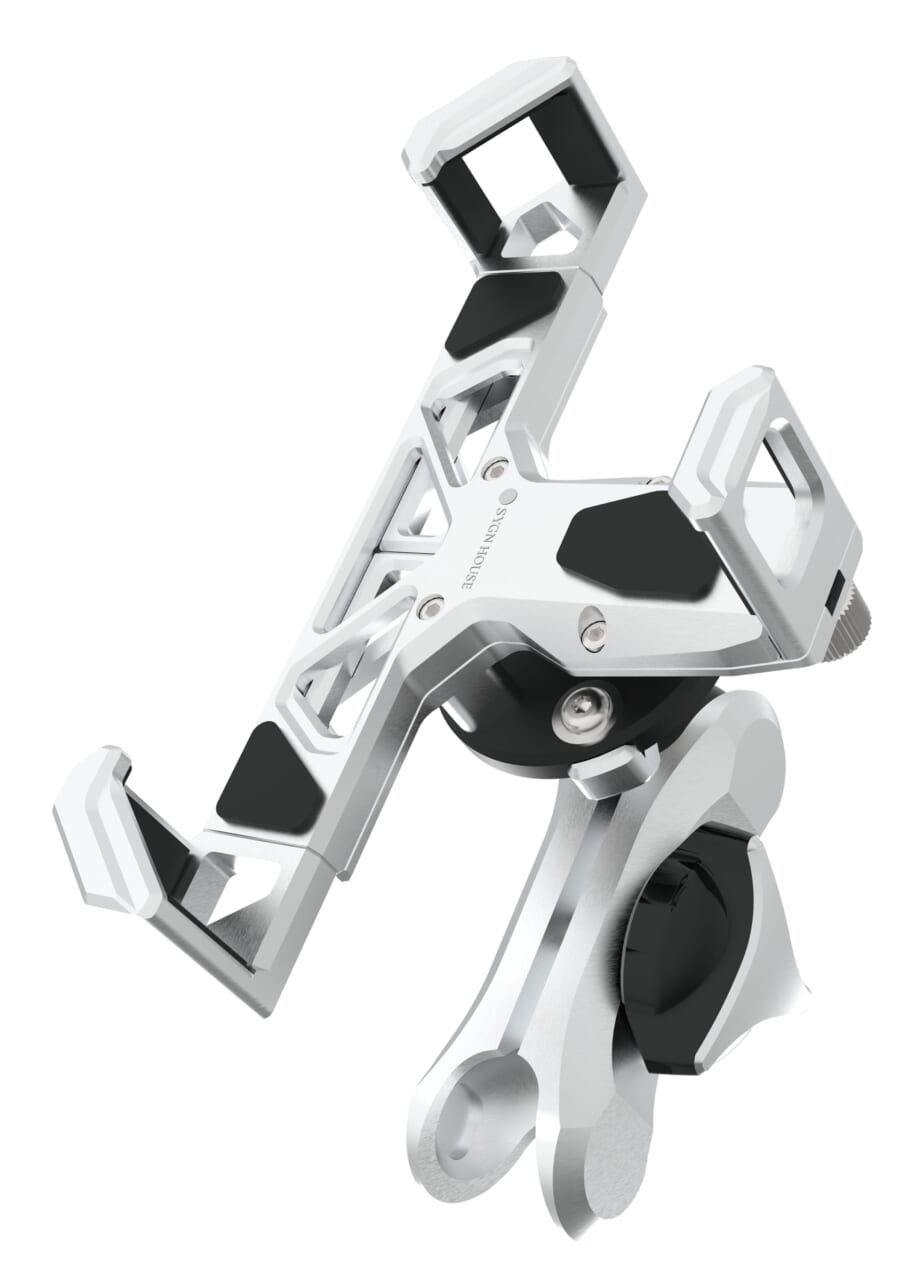 ｜ 【サイン・ハウス】オートバイ専用スマホホルダー新型「MOUNT SYSTEM」発売：「タフで、強く、美しい」”アルミ削り出し”で研ぎ澄まされた機能美は必見！