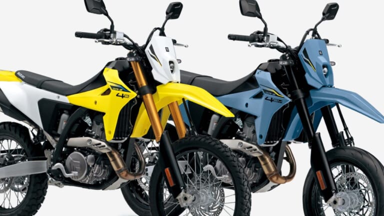 スズキ新型「DR-Z4S」「DR-Z4SM」発売決定! 軽量ハイパワーの400ccトレール/モタード