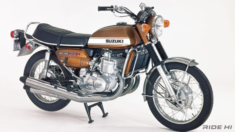 スズキ｜GT750｜1971年｜「日本初の水冷2スト」「GPマシン直系の装備」2スト3気筒スズキ「GT750」は堂々のフラッグシップ！