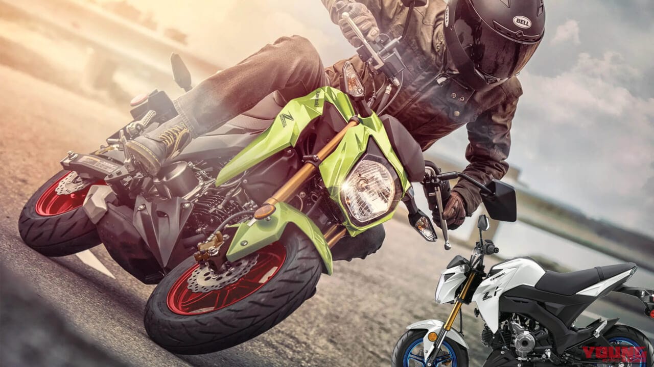 カワサキ「Z125プロ」2026年モデル登場! 金のサスペンションに新グリーン、さらにホイールも塗り分け【北米】