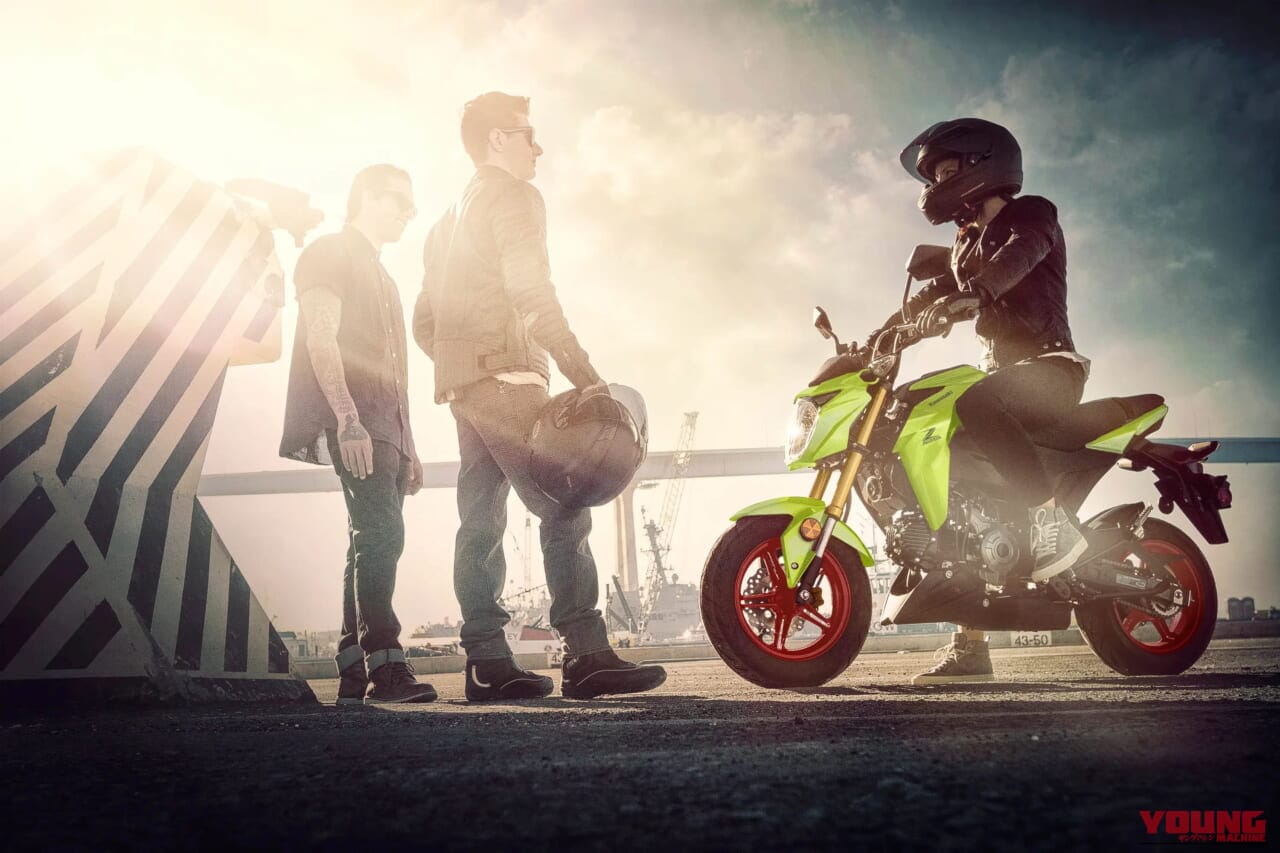 カワサキ｜Z125プロ｜北米仕様｜2026年モデル｜カワサキ「Z125プロ」2026年モデル登場！ 金のサスペンションに新グリーン、さらにホイールも塗り分け【北米】