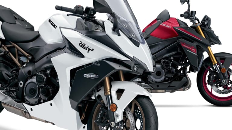 スズキが「GSX-S1000」「GSX-S1000GT+」の2026年モデルを発表！ 赤Sと白GTが新鮮【北米】
