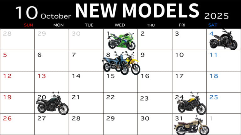 ホンダ/スズキ/カワサキ/ドゥカティから! 2025年10月新型バイク発売カレンダー【GB350/DR-Z4/ZX-25Retc】