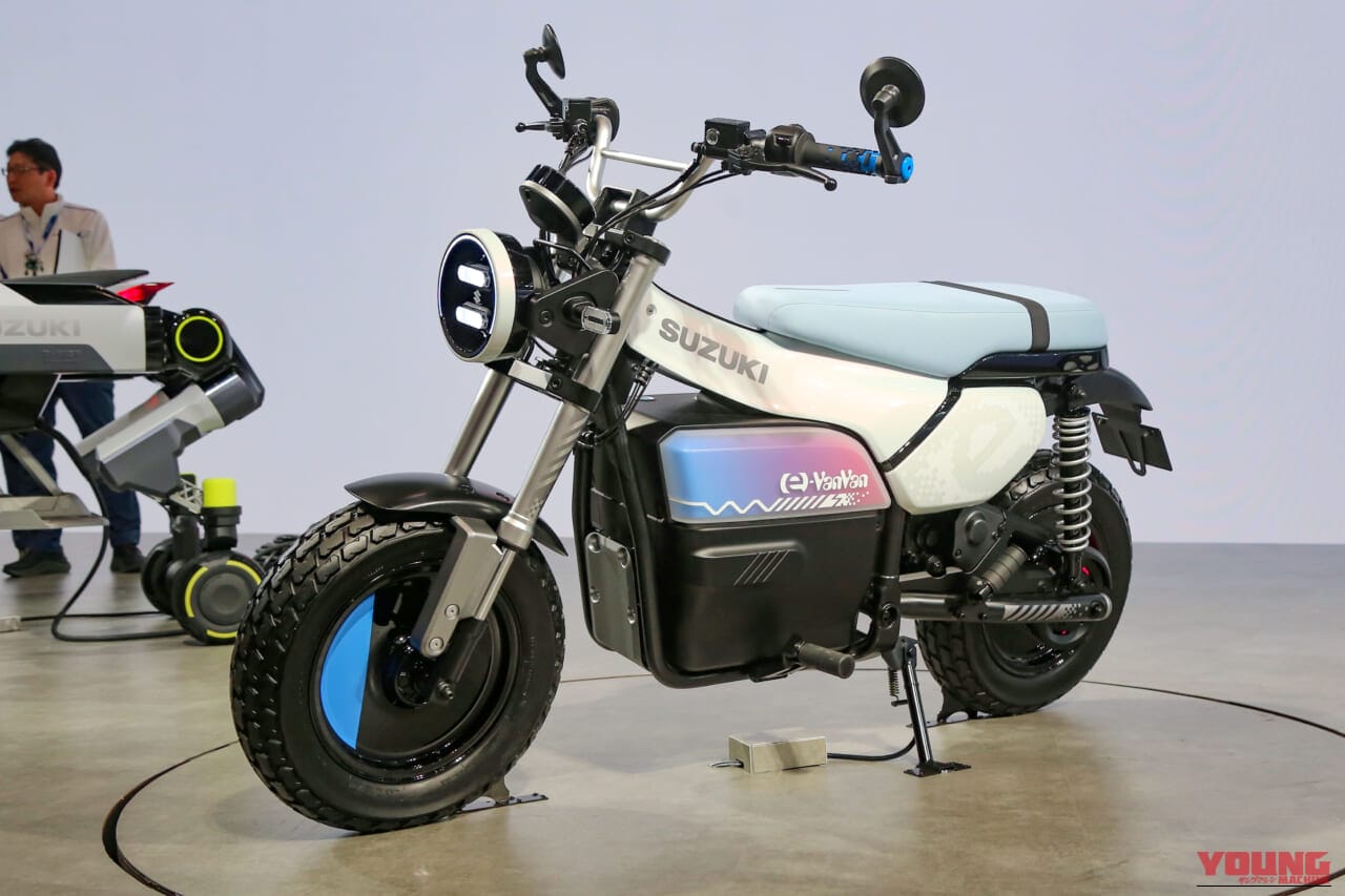 スズキ｜ジャパンモビリティショー2025｜【モビショー】スズキ(SUZUKI)「eバンバン」はじめEV＆水素バイクを展開! 「GSX-8」「GSX-R」最新モデルも
