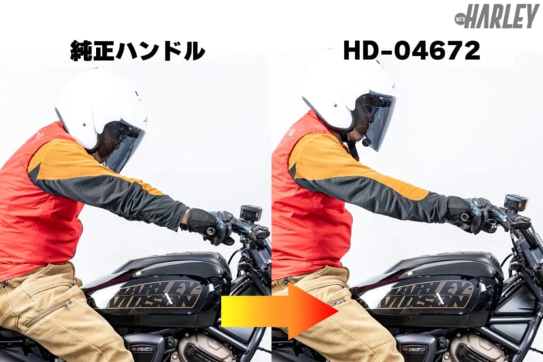 キジマ|フィフティーバーハンドル RH1250S スポーツスターS(21Y-)用 HD-04672|純正比較|人気を博すフィフティーバーにナイトスタースペシャル専用が登場〈KIJIMA〉