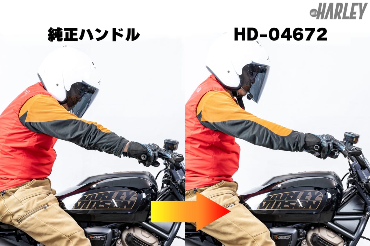 キジマ|フィフティーバーハンドル RH1250S スポーツスターS(21Y-)用 HD-04672|純正比較|人気を博すフィフティーバーにナイトスタースペシャル専用が登場〈KIJIMA〉