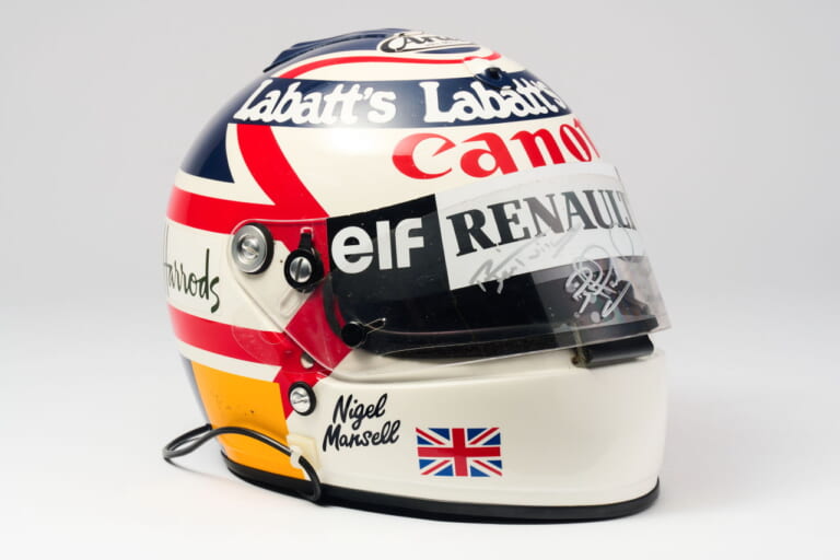 ナイジェル・マンセル 1992年 アライ|「全部わかる?」最高落札額は1億円超え!! 超レアな使用済み“本物”レース仕様ヘルメット5選!