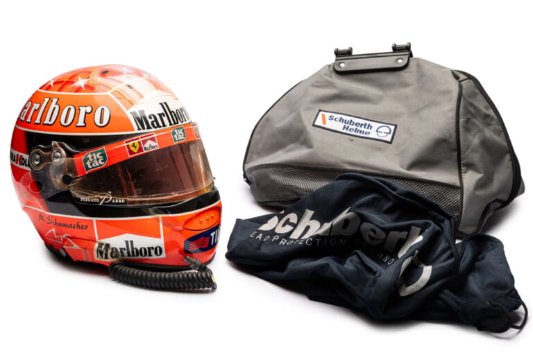 ミハエル・シューマッハ 2001年 シューベルト｜「全部わかる？」最高落札額は1億円超え!! 超レアな使用済み“本物”レース仕様ヘルメット5選！