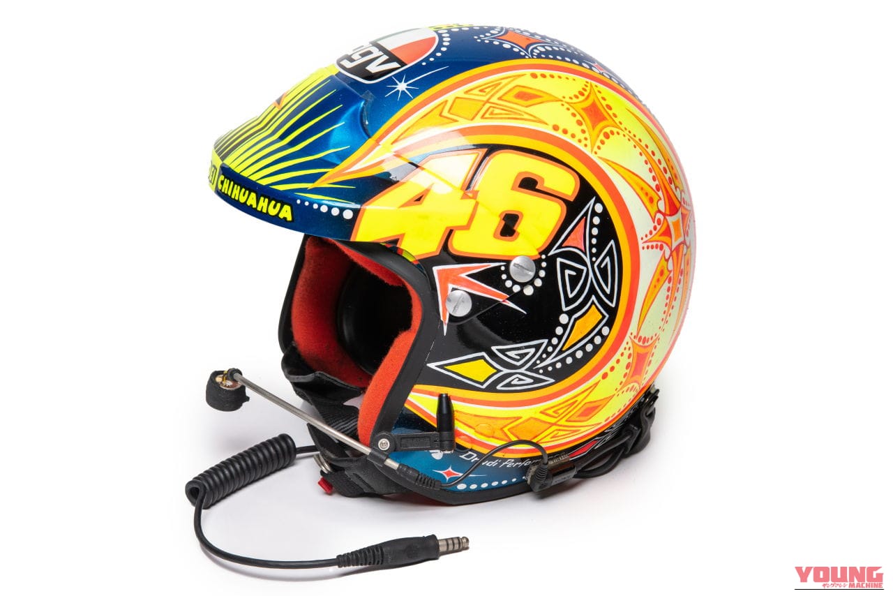 ヴァレンティーノ・ロッシ 2002年 AGV(Sparco)|「全部わかる?」最高落札額は1億円超え!! 超レアな使用済み“本物”レース仕様ヘルメット5選!