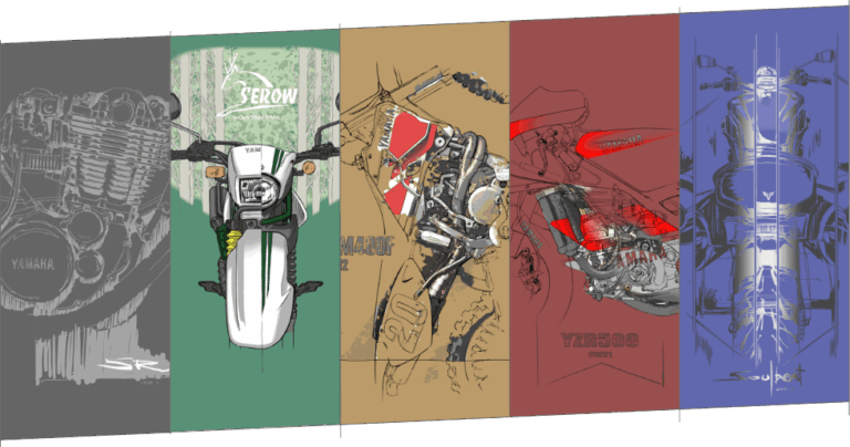 【マニア垂涎】ヤマハ車体デザイナーが“ガチ”で描いた！ SR、セロー、YZR…名車が躍る「ヤマハモーターサイクル デザインTシャツ」が激アツだ！