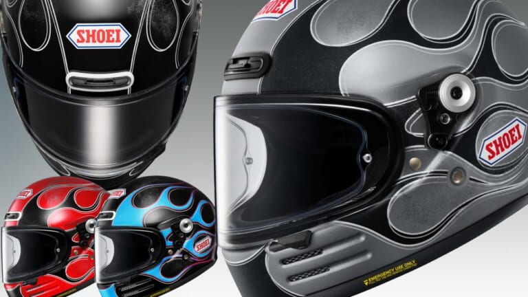 アメリカンスポーツを彷彿とさせるフレアパターンにマット色、新登場！ SHOEI「Glamster BLAST」が全4色に