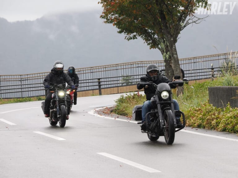 HSC｜河口湖ツーリング｜走行｜雨だから中止? そんなわけない。ハーレーを楽しむのに天気も気候も関係なし!＜HSCツーリング＞
