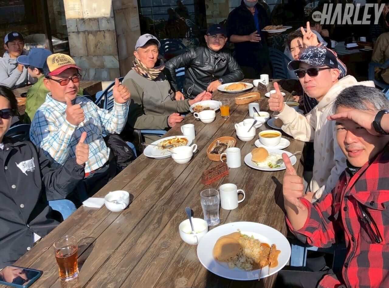 HSC｜2025年ラストツーリング｜食事｜雨だから中止? そんなわけない。ハーレーを楽しむのに天気も気候も関係なし!＜HSCツーリング＞