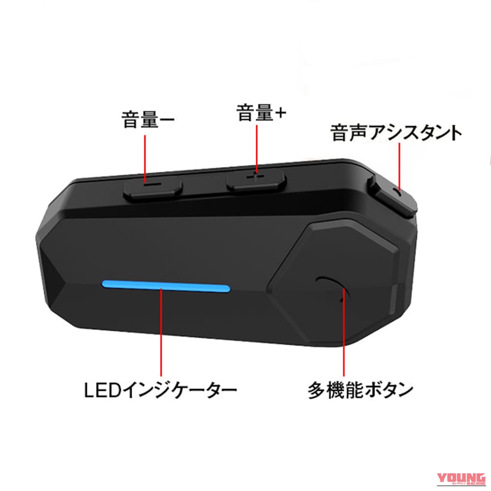 MAXWIN id-MOTO-K1のボタンの説明｜高機能で高コスパ。大容量バッテリーで55時間連続駆動。IPX6レベルの防水性能を実現、ノイキャンまで搭載した「id-MOTO-K1」が新登場