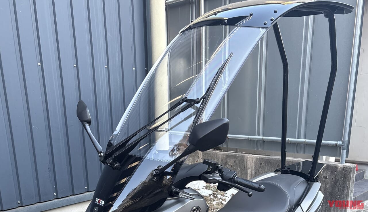 テイトモビリティサービス SLR for Tricity|直射日光も突然の雨も防ぐ反則級ルーフキット。新型トリシティ125が全天候型に進化する!【3輪バイクカスタム】