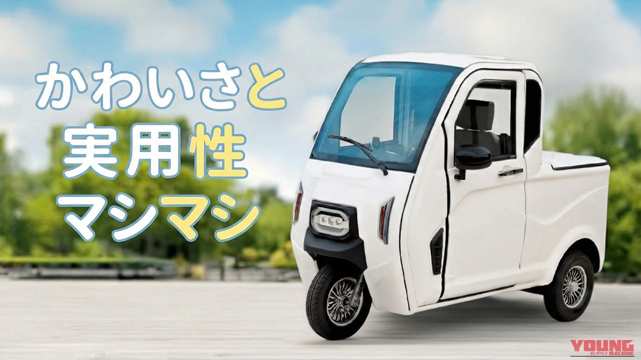 雨の日も快適な「屋根付き」1人乗りEV。車両維持費削減の決定版「ビベルトラック」が魅力的すぎる【100km走って電気代150円!?】