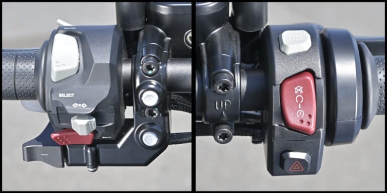 QJMOTOR｜SRV250A｜スイッチ｜狭角Vツインをオートマで味わう　QJMOTOR「SRV 250A(AMT)」はハンドリングも秀逸な軽二輪ATクルーザーだ