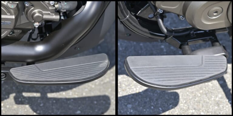 QJMOTOR｜SRV250A｜ステップ｜狭角Vツインをオートマで味わう　QJMOTOR「SRV 250A(AMT)」はハンドリングも秀逸な軽二輪ATクルーザーだ