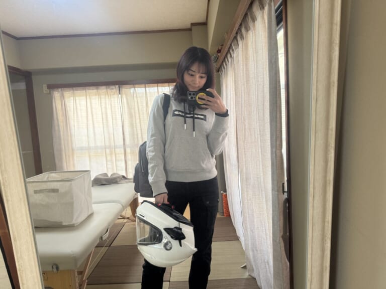 女優・指出瑞貴の「バイク×音楽×コーヒーdiary(仮）」｜女優・指出瑞貴の『バイク×音楽×コーヒーdiary(仮）』その１１~春一番！？モタサイからの愛車で整体メンテナンス。なんちゃってお花見ツー 