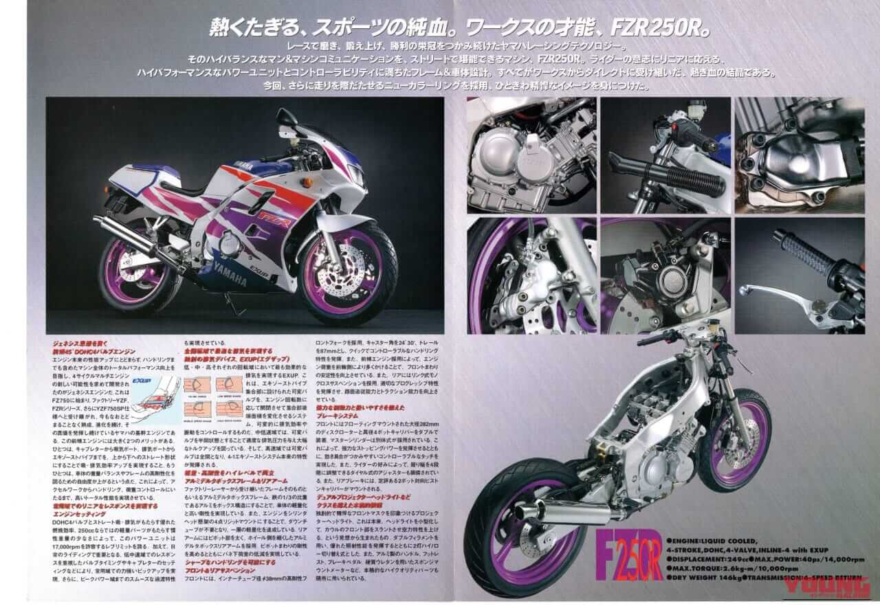 ｜あのキング・ケニーが惚れた4スト250スポーツ、ヤマハ FZR250＆FZR250R【柏 秀樹の昭和〜平成 カタログ蔵出しコラム Vol.30】