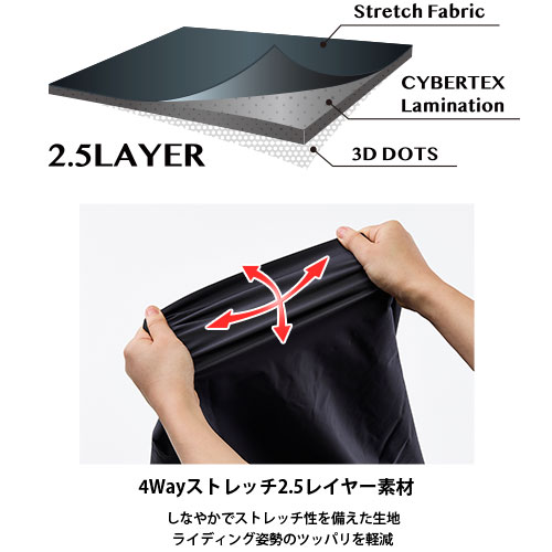 RY7003 スクーター ストレッチレインコート|ストレッチ防水透湿素材で着心地の軽い&コンパクトで持ち運びが便利なレインウエア