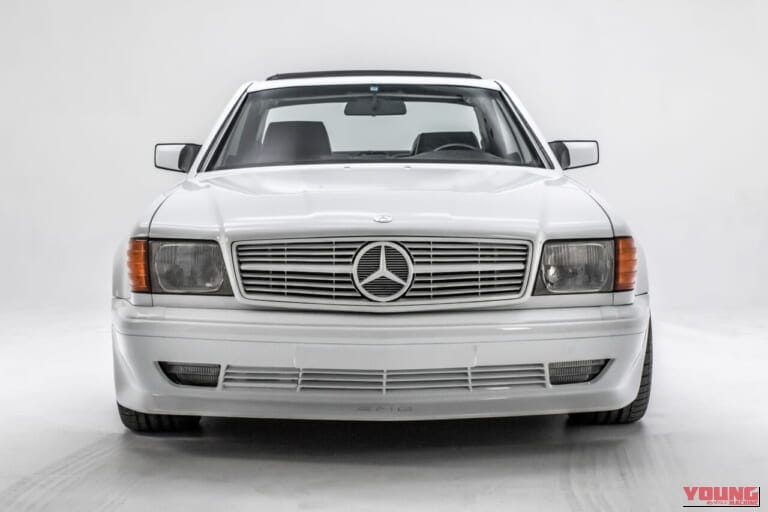 1986年式 AMG500 SEC 6.0 パールホワイト フロントマスク|「ひょえ〜コレめちゃカッコいい…」おじさん感涙のバブル期のAMGスペシャルカー。激レア色がシブすぎ! こんな極上モデルもう二度と出てこないかも。