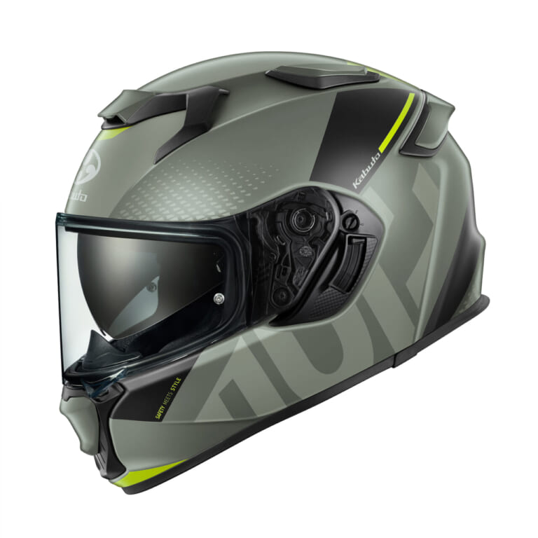 Kabuto KAMUI-5 VELTA (Olive Yellow)|【Kabuto】人気フルフェイス『KAMUI-5』に新グラフィック「VELTA」登場!全3色展開