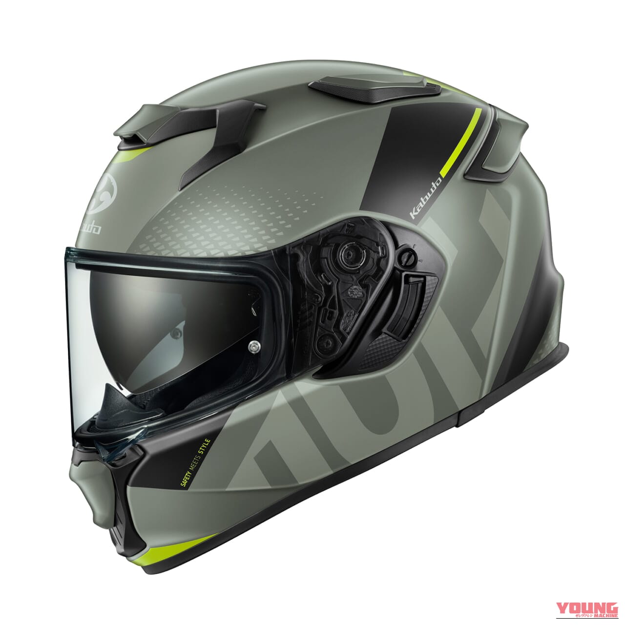 Kabuto KAMUI-5 VELTA (Olive Yellow)|【Kabuto】人気フルフェイス『KAMUI-5』に新グラフィック「VELTA」登場!全3色展開