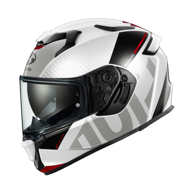 Kabuto KAMUI-5 VELTA (White Red)|【Kabuto】人気フルフェイス『KAMUI-5』に新グラフィック「VELTA」登場!全3色展開