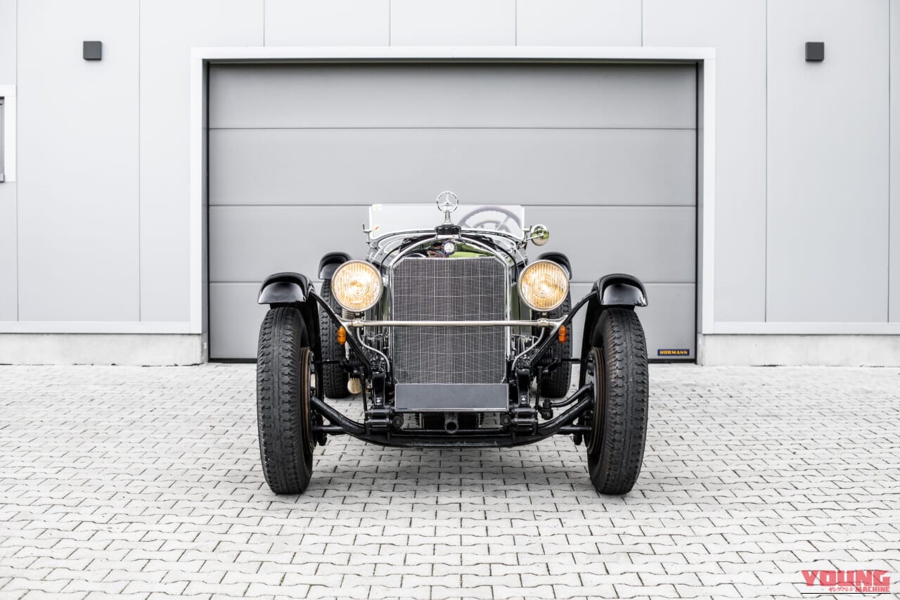 1929年 ジンデルフィンゲン ダイムラー製造 ベンツ メルセデス・ベンツSSK フロントマスク ライト点灯|「実車はこんな感じなんだ…」ルパン三世が飛び乗ろうとしてズッコケるクラシックカー、98年前のメルセデスベンツSSKを紹介。