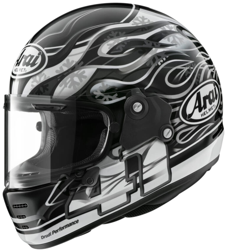 Arai RAPIDE-NEO HAGA DARK|あの『ニトロ芳賀』の伝説グラフィックが激渋モノトーンで復活!アライ「ラパイド・ネオ ハガ・ダーク」限定発売へ