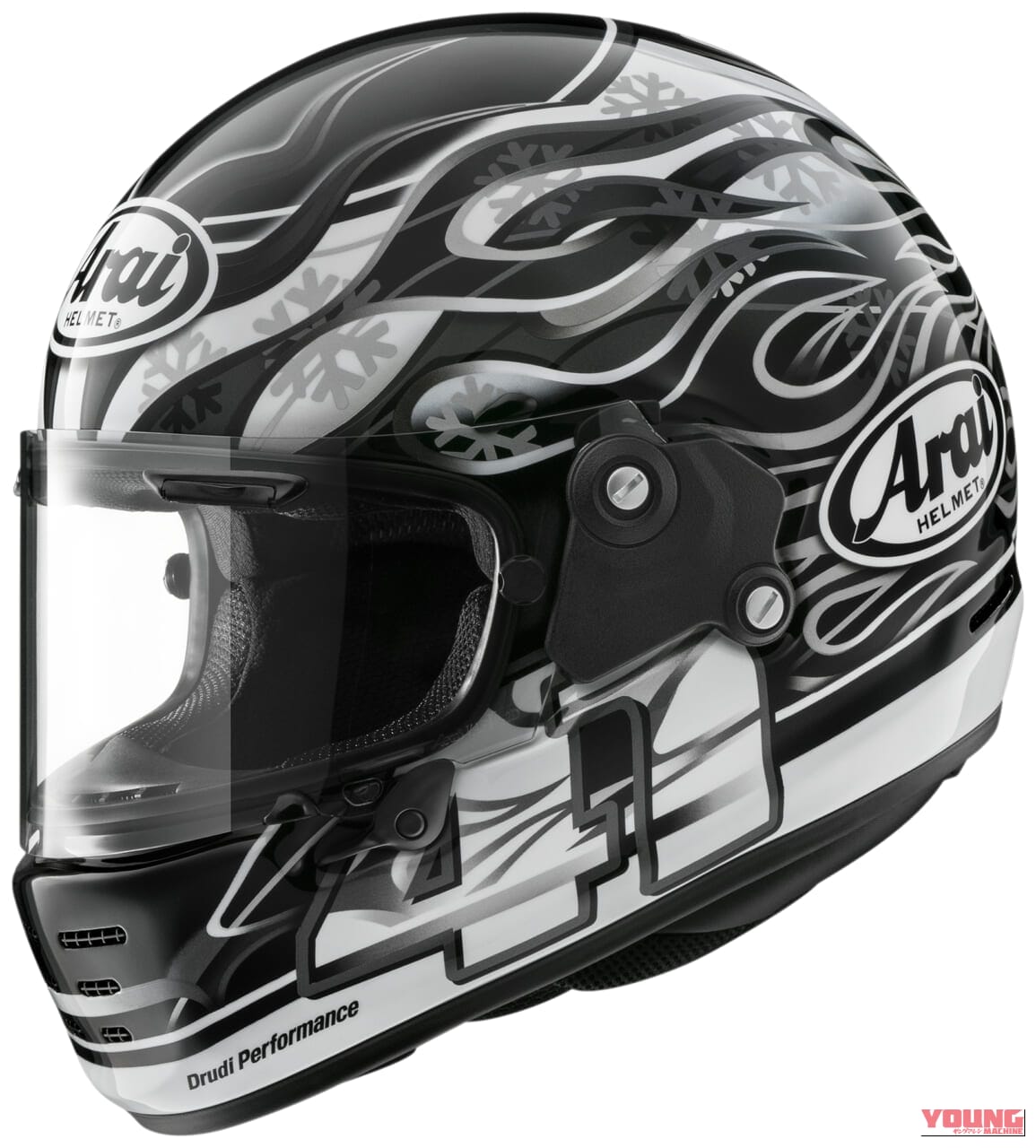 Arai RAPIDE-NEO HAGA DARK|あの『ニトロ芳賀』の伝説グラフィックが激渋モノトーンで復活!アライ「ラパイド・ネオ ハガ・ダーク」限定発売へ