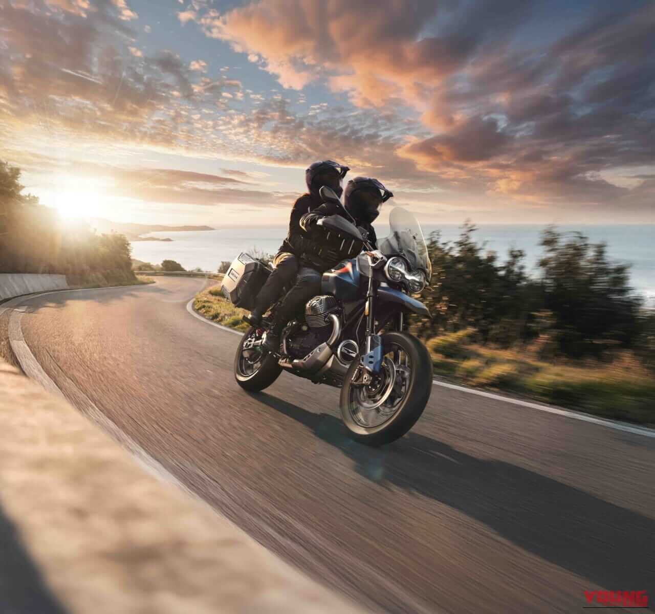 Motoguzzi V85TT｜【モトグッツィ新型】伝統の縦置きVツインに可変バルブ搭載。アドベンチャー疲れの大人へ。最新V85TTの「ちょうどいい」サイズ感と極上新色が休日の旅を変える