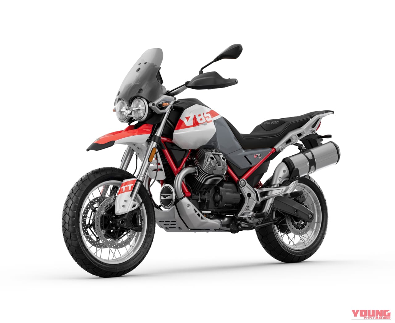 Motoguzzi V85TT|【モトグッツィ新型】伝統の縦置きVツインに可変バルブ搭載。アドベンチャー疲れの大人へ。最新V85TTの「ちょうどいい」サイズ感と極上新色が休日の旅を変える